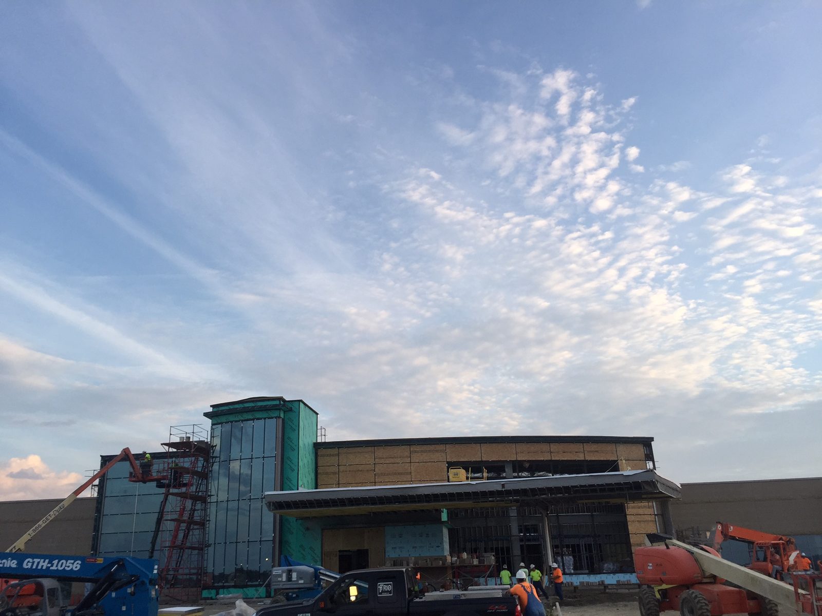 Commercial construction crew on site
