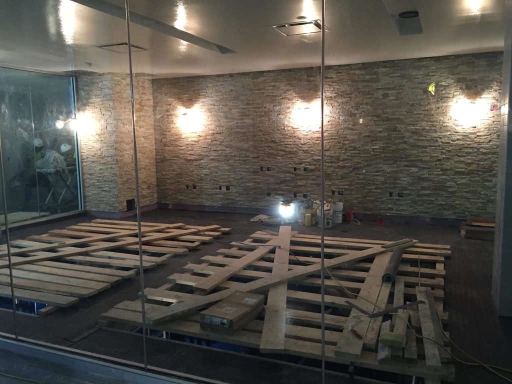 Commercial interior stone feature wall